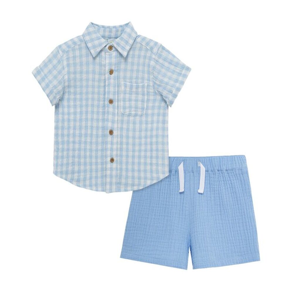 Little Me Boys  Check Woven Short Set